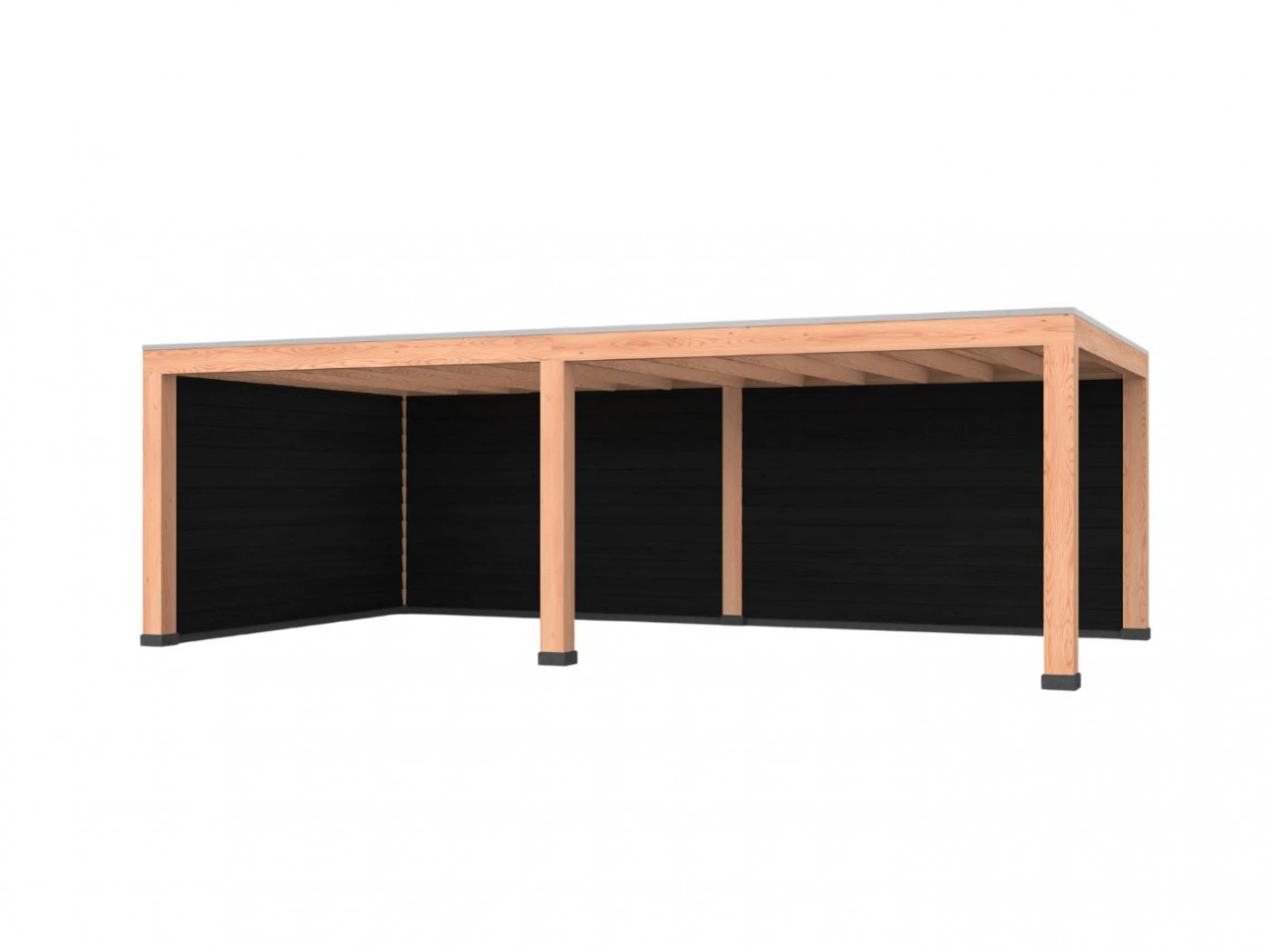 Douglas overkapping, 750 x 400, met achterwand en zijwand, Westwood Robuust zwart - Afbeelding 1